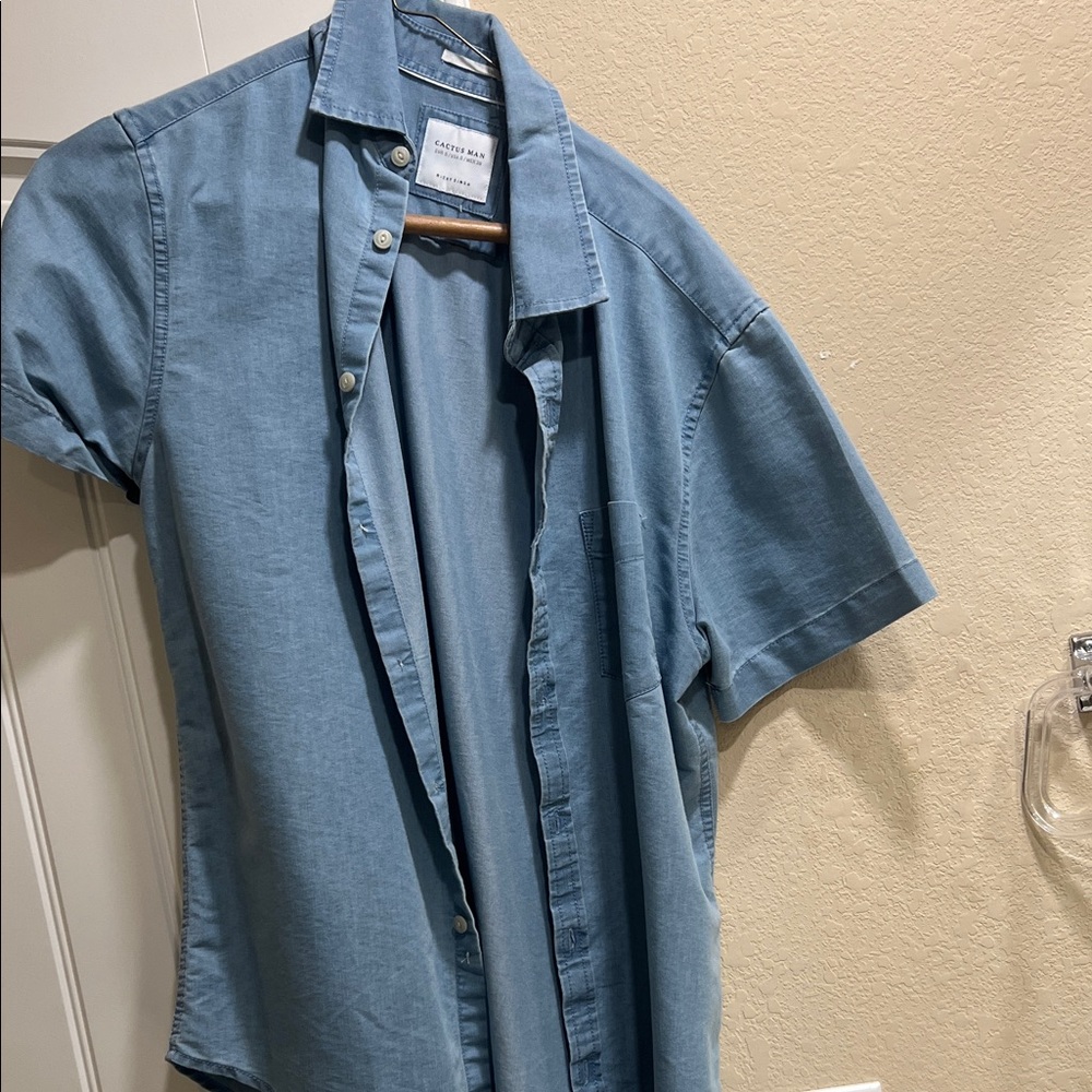 Casual Light Blue Button-Down Shirt